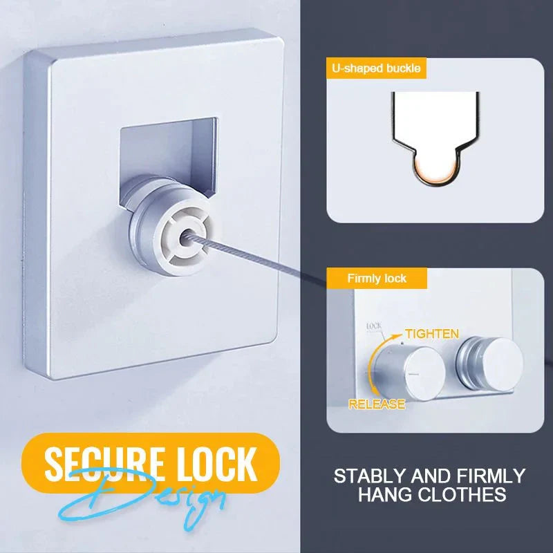 RETRACTABLE CLOTHESLINE WITH SECURE LOCK